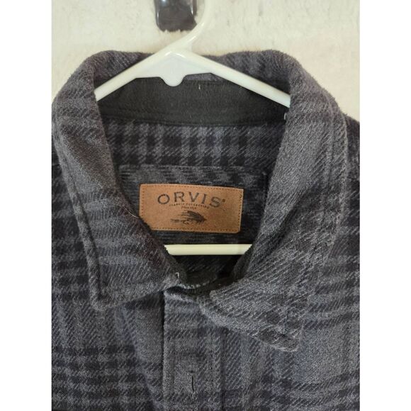 Orvis Men's Plaid Collared Long Sleeve Flannel Button Up Shirt Gray Size Large - Picture 2 of 7